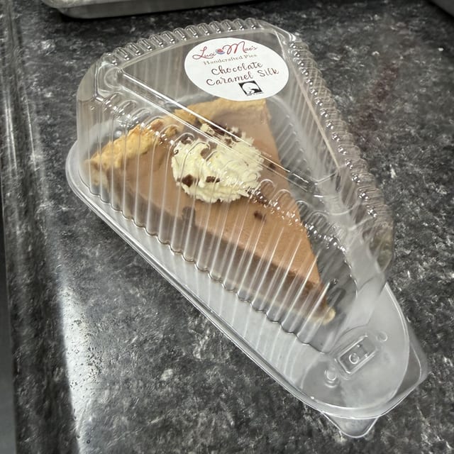 Luci Mae's Chocolate Caramel Silk Pie.