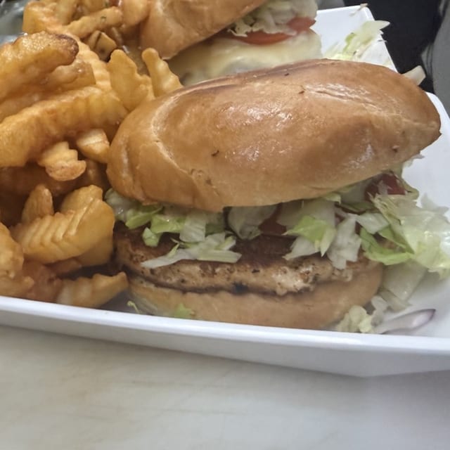 Grilled Blackened Salmon Burger.