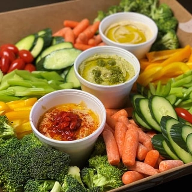 Hummus and Fresh Veggies Platter.